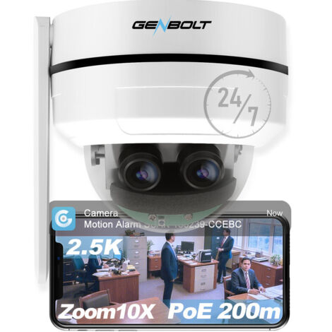 2.5k PTZ WiFi Security Camera Camera intérieur et extérieur DC & POE, 4MP Dual Lens Home Surveillance IP Camera CCTV 10X Hybrid Zoom, IK10 VANDALproof, IP66 STAPPOR