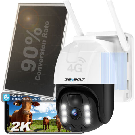 GENBOLT 3G/4G LTE Caméra Solaire Extérieure avec 8W Panneau Solaire 15000mAh Batterie,Caméra Surveillance sans Fil avec Carte Sim