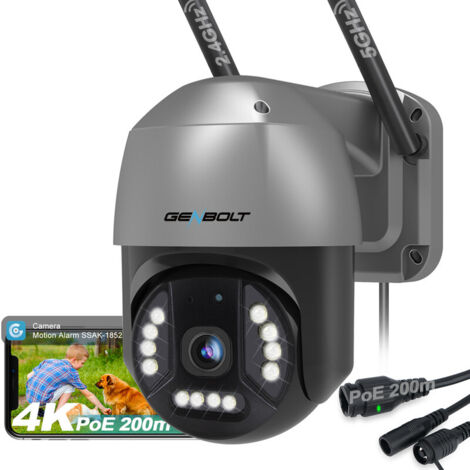GENBOLT 4K Caméra Surveillance WiFi Extérieure,2.4&5GHz 8MP Caméra IP avec Détection Humaine/Véhicule Vision Nocturne Couleur