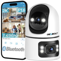 Caméra Surveillance WiFi Intérieure, CCTV Caméra Sécurité IP Domestique IP à Double Objectif 360° Détection Humaine Intelligent, Nanny Pet Dog Cam, 2.4&5GHz Double Moniteur de bébé WiFi
