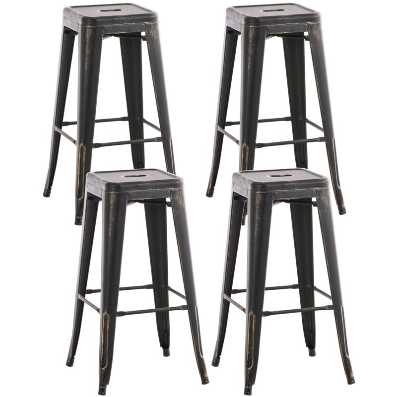 Pack De 4 Taburetes De Bar Metálicos Marko Furniture – Estilo Tolix Rústico (74 Cm De Alto)