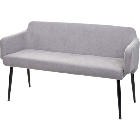 Banco de comedor sofá tapizado con respaldo y reposabrazos en tela gris 133 cm 040005866 (1/5)