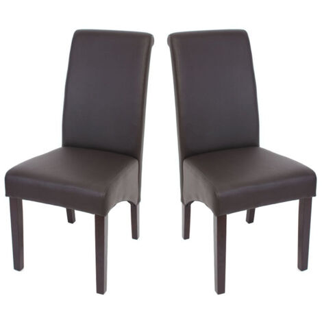 Juego de 2 sillas de comedor en sintético marrón mate patas oscuras CDS04025 (1/5)