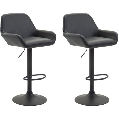 Conjunto de 2 taburetes de bar modernos y cómodos en material sintético negro con patas de trompeta de metal negro TDB10223 (1/5)