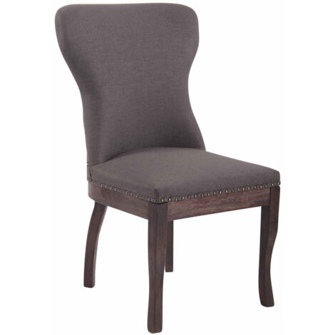 Silla de comedor x1 botones decorativos en tela gris oscuro y patas de madera marrón oscuro 100001513 (1/5)