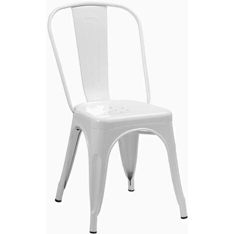 Silla de comedor estilo industrial Factory en metal blanco envejecido CDS09312 (1/3)
