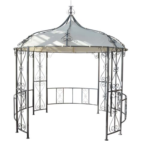 Pérgola pabellón arco de jardín cenador redondo carpa para recepción robusta estructura de acero Ø 3m crema 040004059