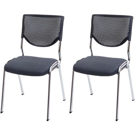 Juego de 2 sillas apilables para visitas/conferencias tela/textil gris oscuro patas cromadas 040000276 (1/5)
