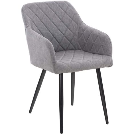 Silla de comedor de diseño retro con costuras decorativas de rombos, asiento de tela gris 100002110 (1/5)