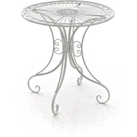Mesa de jardín de hierro forjado diámetro Ø 70 cm blanco envejecido MDJ10052 (1/4)