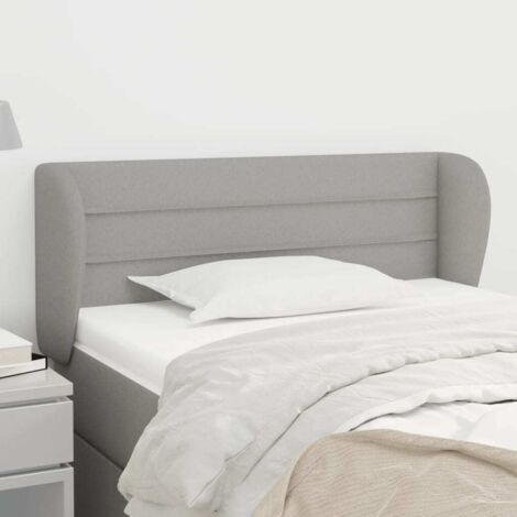 Cabecero complemento de dormitorio mueble con barandilla 103 x 23 x 78/88 cm tela gris claro TDL0205284 (1/5)