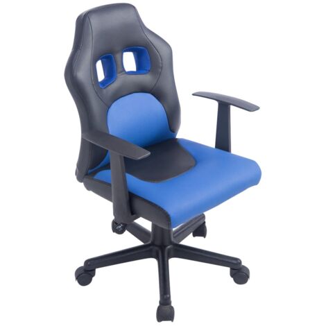 Silla de oficina para niños en sintético azul, regulable en altura BUR10189 (1/4)