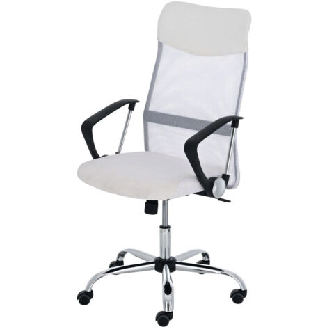 Sillón de oficina de malla blanca con 5 ruedas BUR10022 (1/2)