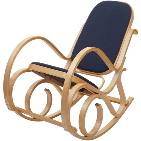 Mecedora mecedora de madera clara, asiento de tela gris antracita FAB040027