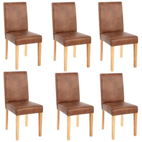 Juego de 6 sillas de comedor sintéticas marrón envejecido con patas claras CDS04251 (1/4)