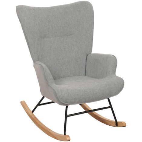 Mecedora relax Sillón TV tapizado 11 cm en madera, metal y tela gris verdoso 040006913 (1/5)