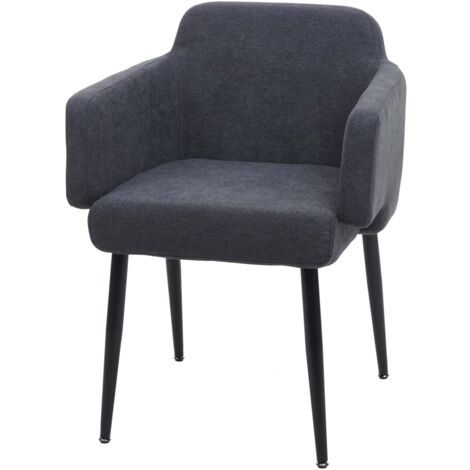 Silla de comedor tapizada con reposabrazos de tela/textil antracita y metal 040006341 (1/5)