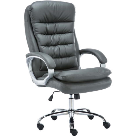 Silla de oficina con ruedas y mecanismo basculante hasta 235 kg en PVC gris y metal cromado 100002400 (1/5)