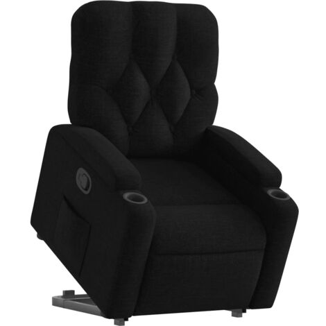 Sillón relax TV cómodo tapizado con función de elevación eléctrica en tela negra DEC028112 (1/5)