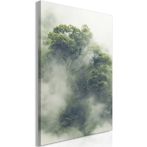 Cuadro decorativo en lienzo con impresión premium en 1 parte sobre marco de madera Patrón Misty Amazon 60x90cm 110017635 (1/3)