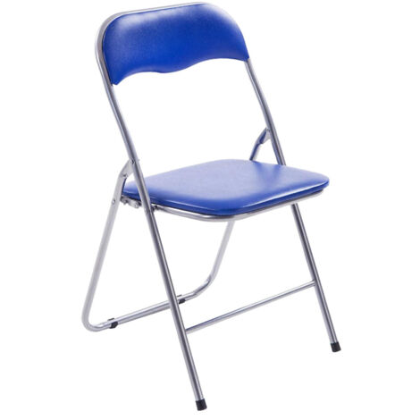 Silla de cocina plegable azul con base de metal cromado MED10011 (1/4)