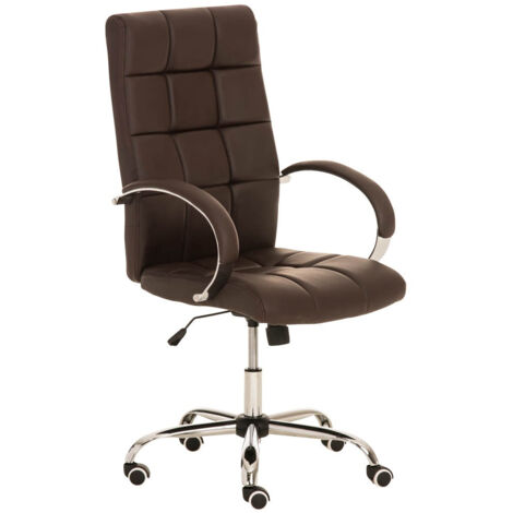 Sillón de oficina con ruedas en cuero artificial marrón BUR10011 (1/4)