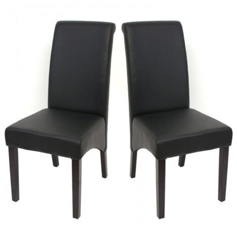 Juego de 2 sillas de comedor en sintético negro mate patas oscuras CDS04024 (1/4)