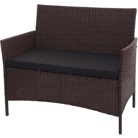 Banco de jardín terraza balcón en poliratán marrón almohada negra 040001112 (1/5)