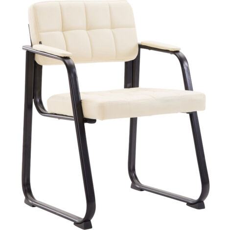 Silla de visita sillón de oficina sin ruedas sintéticas color crema BUR10224 (1/3)