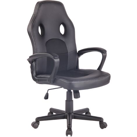 Silla de oficina de diseño deportivo en malla negra sintética negra BUR10480 (1/5)