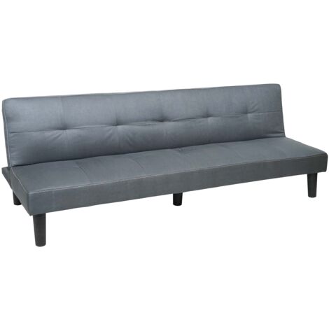 Sofá de 3 plazas plegable sofá cama adicional función dormir 195 cm tela/textil gris 040004911 (1/5)