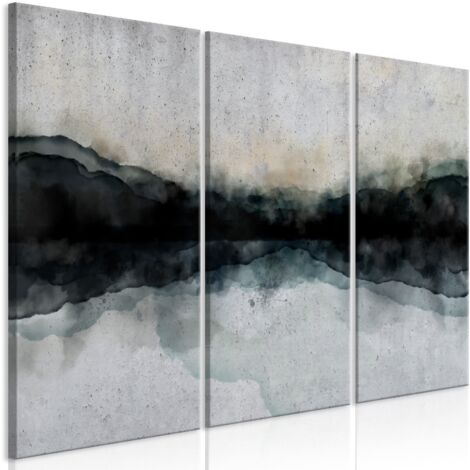 Cuadro decorativo en lienzo con impresión premium parcialmente sobre marco de madera. Patrón de la superficie de la montaña del lago (3 partes) 120x80 cm 110013542 (1/3)