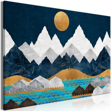 Cuadro decorativo en lienzo con impresión premium en 1 parte sobre marco de madera Patrón de noche en las montañas 120x80cm 110017809 (1/3)