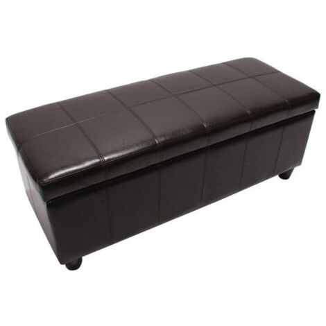 Banco de almacenaje de piel regenerada marrón 112x45x45cm BAN04013