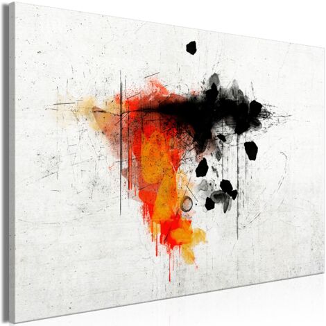 Cuadro decorativo en lienzo con impresión premium de 1 parte sobre marco de madera Expresión del estampado rojo 120x80 cm 110013705 (1/3)