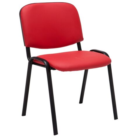 Silla de visita sentada tapizada en sintético rojo BUR10070 (1/4)