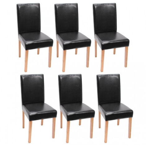 Juego de 6 sillas de comedor sintéticas negras con patas claras CDS04245 (1/3)
