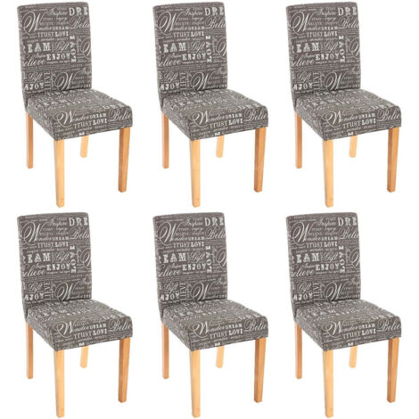 Juego de 6 sillas de comedor en tela estampada gris con pies ligeros CDS04219 (1/5)