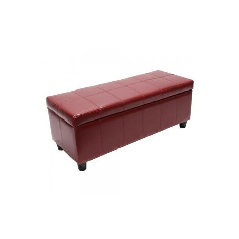 Banco de almacenamiento de cuero regenerado rojo 112x45x45cm BAN04015