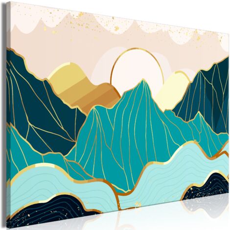 Cuadro decorativo en lienzo con impresión premium de 1 parte sobre marco de madera con motivos de pastos verdes 60x40 cm 110018328 (1/3)