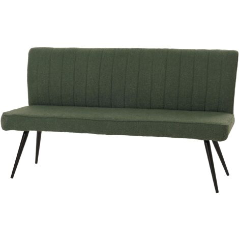 Sofá banco de comedor con respaldo tapizado en tela Bouclé verde y metal 160 cm 040005864