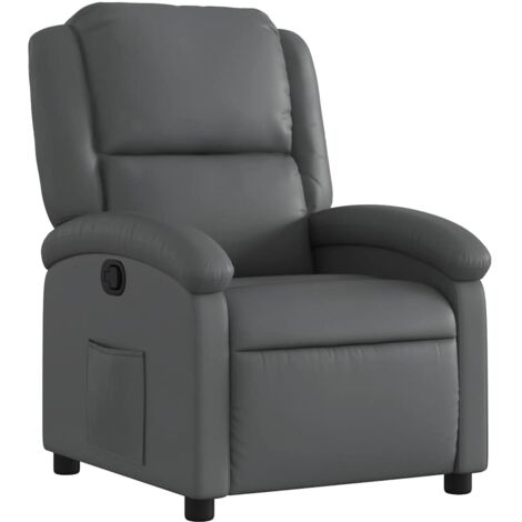 Sillón TV relax cómodo tapizado función reclinable manual en PVC gris DEC027967 (1/5)