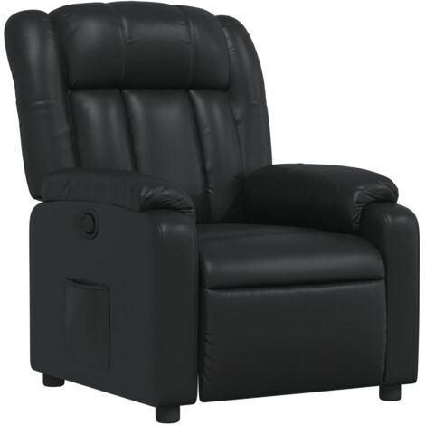 Sillón relax TV cómodo tapizado con función de inclinación manual en PVC negro DEC028078 (1/5)