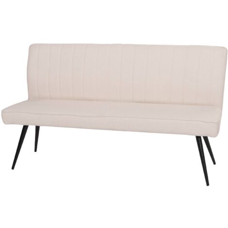 Banco de comedor banco tapizado con respaldo en tejido loopback crema y metal 160 cm 040005862 (1/5)