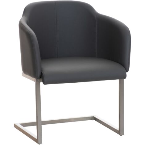 Silla de comedor sillón de visita de diseño moderno en PVC gris y acero inoxidable 100001916 (1/5)