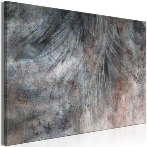 Cuadro decorativo en lienzo con impresión premium de 1 parte sobre marco de madera Patrón de plumas grises 120x80 cm 110013812 (1/3)