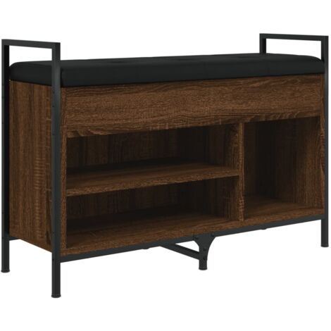 Banco para guardar zapatos con cojín de asiento 85,5 x 32 x 57,5 cm madera contrachapada color roble marrón DEC024879 (1/5)