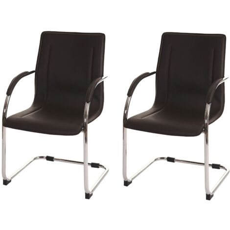 Juego de 2 sillas de oficina para visitas en sintético marrón con reposabrazos BUR04062 (1/4)