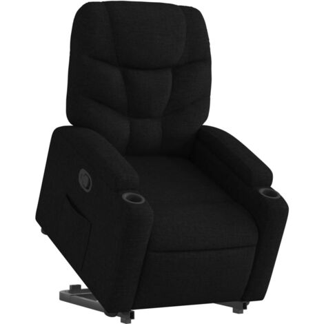 Sillón relax TV cómodo tapizado con función de elevación eléctrica en tela negra DEC028113 (1/5)