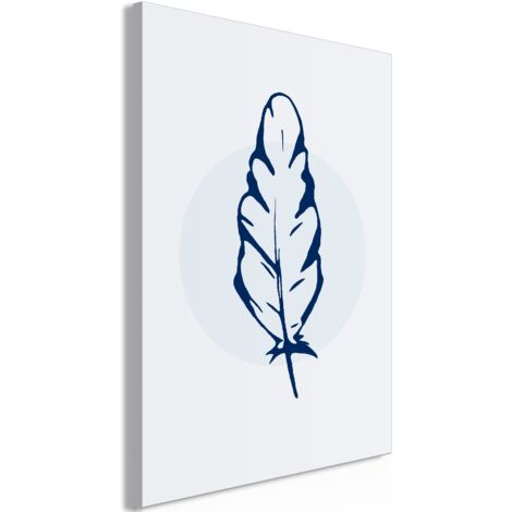 Cuadro decorativo en lienzo con impresión premium en 1 parte sobre marco de madera Patrón de plumas azules 40x60cm 110013134 (1/3)